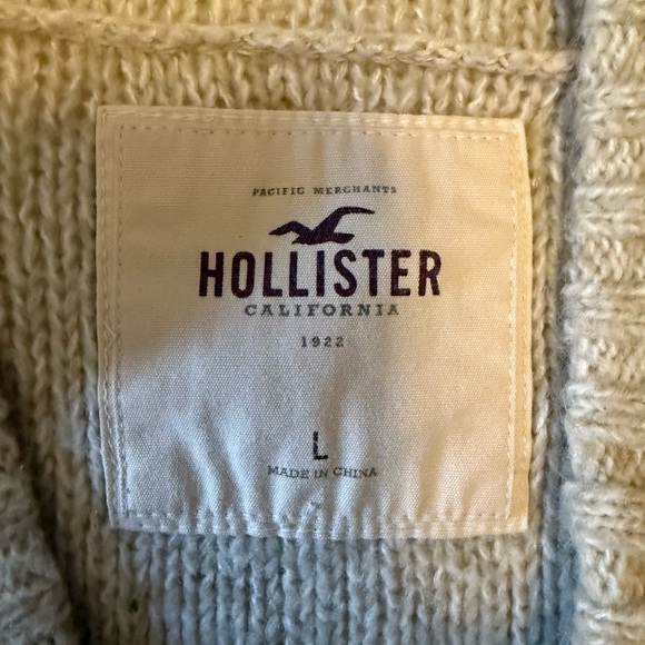 Hollister Light Tan wool blend Knit v neck Pullover sweater size Large - Picture 2 of 7